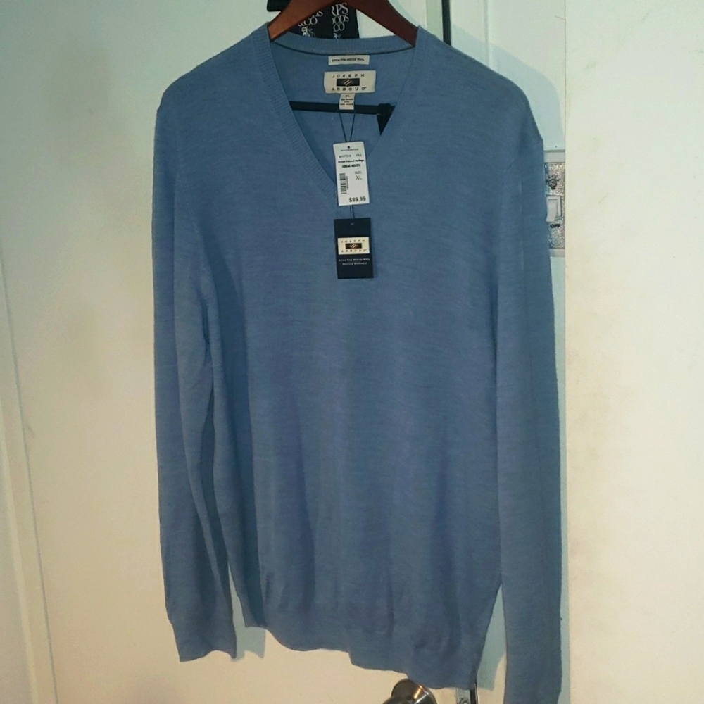 Men's baby blue merino wool sweater XL